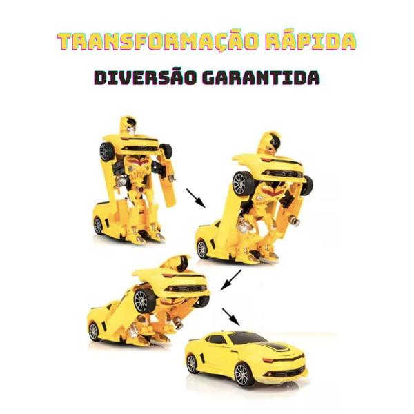 Imagem de Brinquedo Carro Transformers Som Luz Vira Robô Camaro +