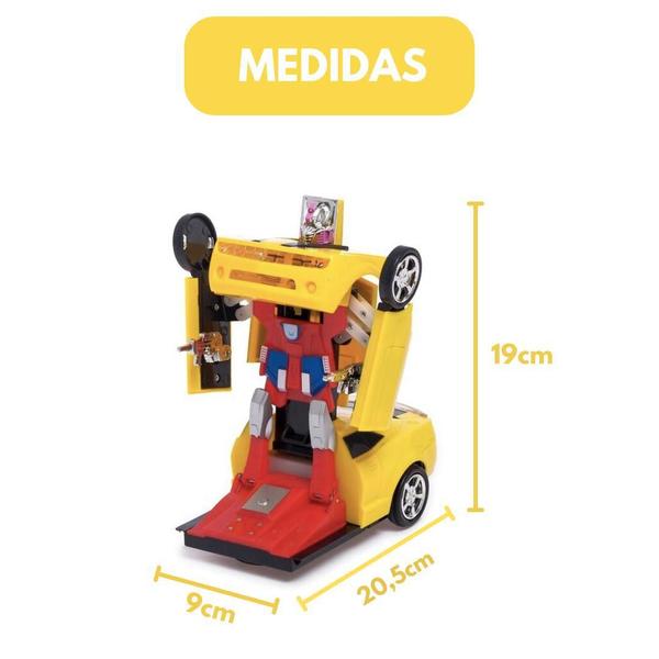 Imagem de Brinquedo Carro Transformers Som Luz Vira Robô Camaro +