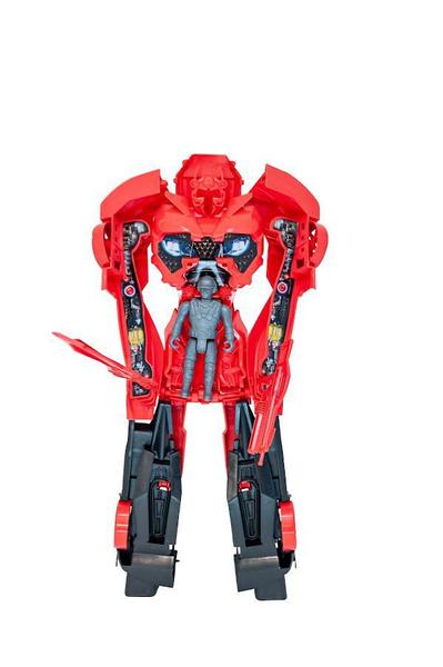 Imagem de Brinquedo Carro Vermelho Grande Robô Transformer com Boneco