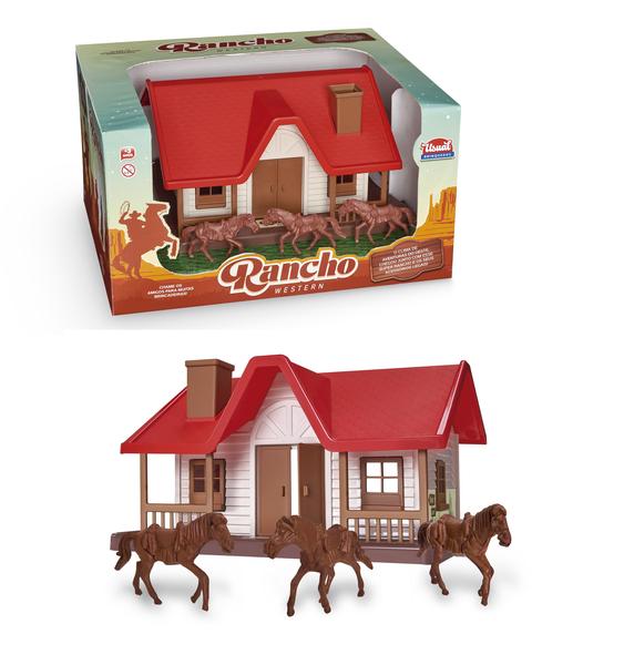 Imagem de Brinquedo Casinha Rancho Western Fazendinha c/ Cavalos Usual