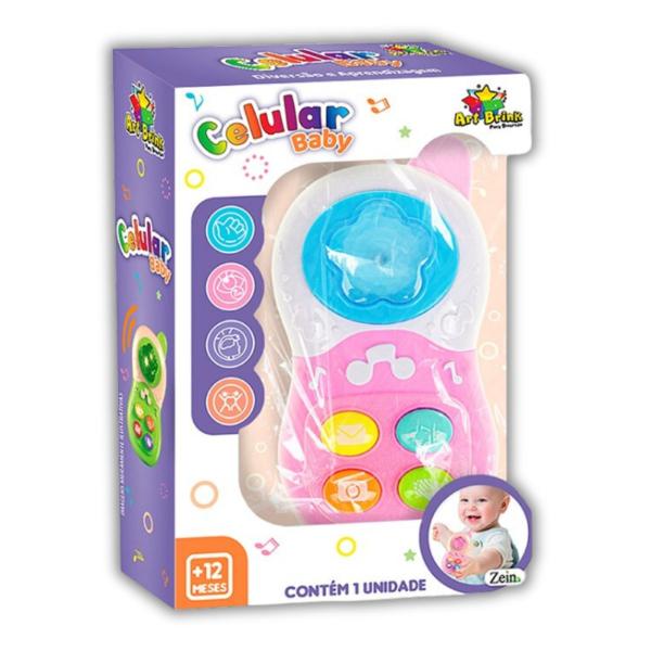 Imagem de Brinquedo Celular Baby Som Musica Luz Infantil Telefone Rosa Bebê Presente Criança Divertido Educativo Interativo