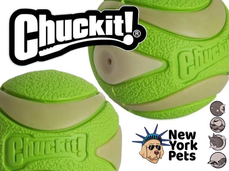 Imagem de Brinquedo Chuckit Max Glow Ultra Squeaker Ball Brilha No Escuro Com Apito Para Cães Médio