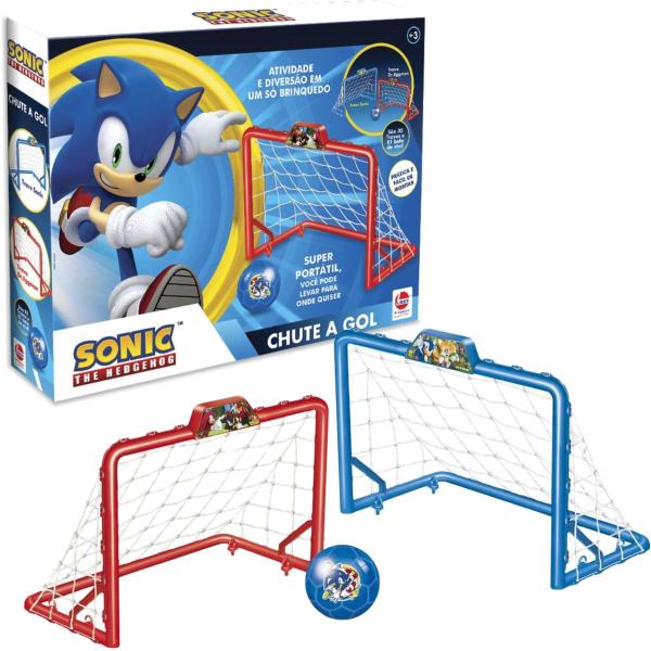 Imagem de Brinquedo Chute A Gol Sonic Kit Futebol Infantil Com Bola E Mini Trave Desmontável Crianças +3 Anos