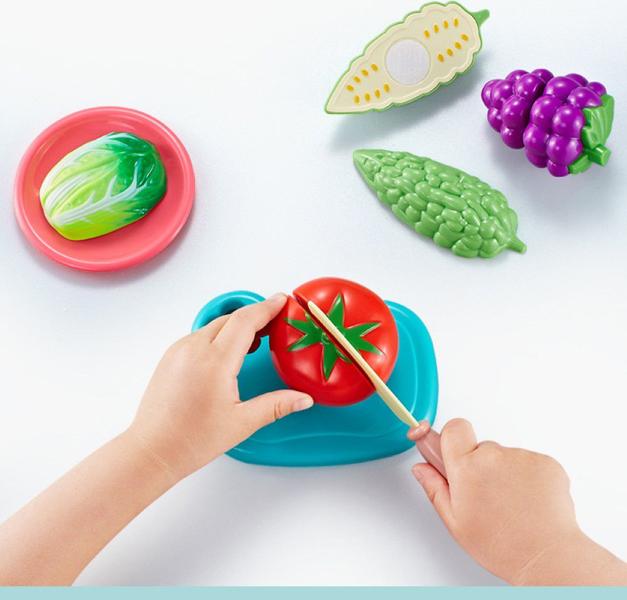 Imagem de Brinquedo Comidinhas KIT COZINHA Frutas e Verdurs MASTERCHEFF c/ tiras autocolantes - Crec Crec ORIGINAL OMG