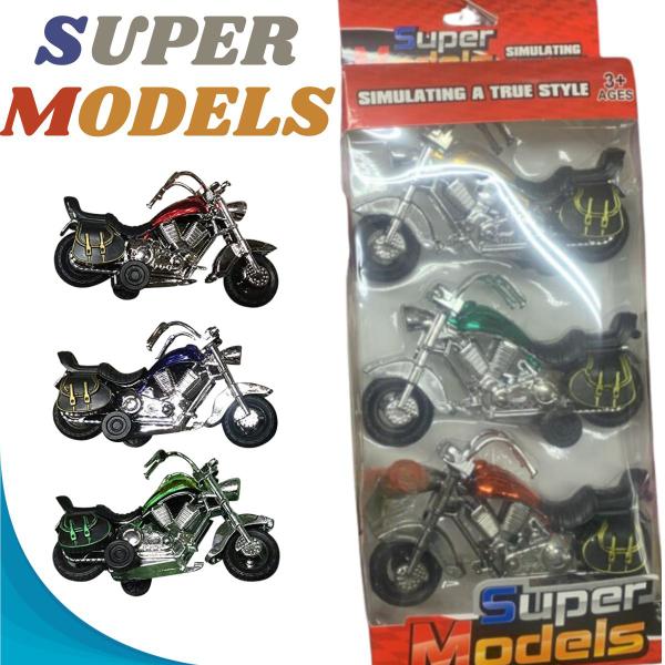 Imagem de Brinquedo Conjunto 3 Motos Para Seu Filho Ideal Para Presente De Aniversário Com Garantia