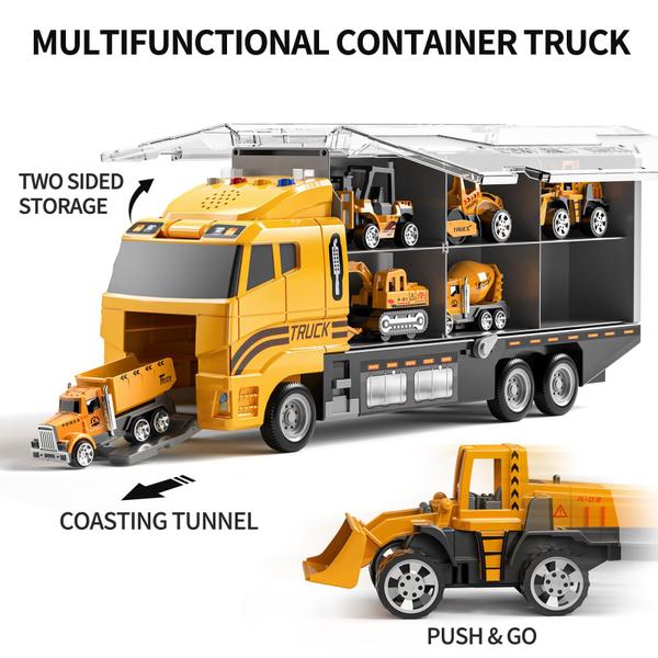 Imagem de Brinquedo Conjunto Carros de Construção TEMI Toddler com tapete para brincar