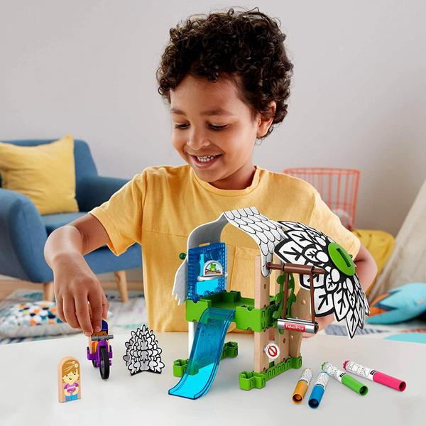 Imagem de Brinquedo Conjunto Infantil Wonder Makers - Casa Casinha Na Árvore - 30 Peças - Canetinhas Tinta Lavável - Fisher Price