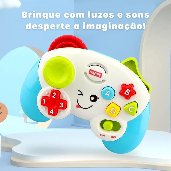 Imagem de Brinquedo Controle de Videogame Infantil Educativo com Luz e Som Didática Para Bebês e Crianças  Azul ou Amarelo