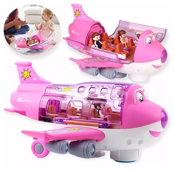 Imagem de Brinquedo Criança Avião Divertido Musical Anda Gira Bate E Volta Acende Luz