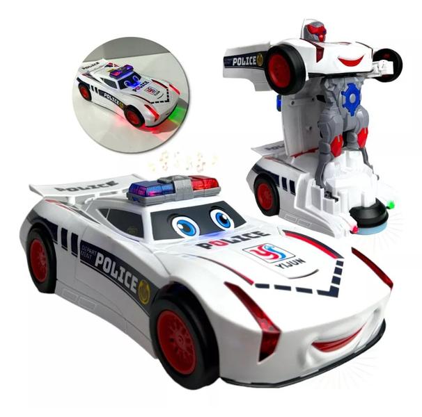 Imagem de Brinquedo Crianças Carro de Polícia Transformers Vira Robô