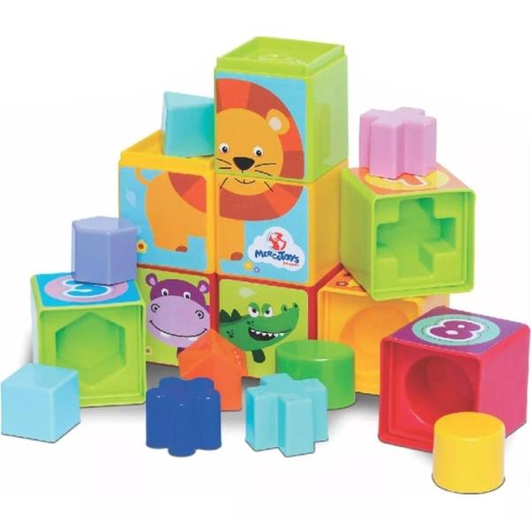 Imagem de Brinquedo Cubinhos 5 em 1 Animais Mercotoys Colorido - 457