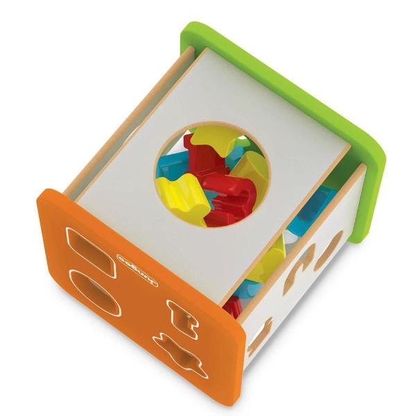 Imagem de Brinquedo Cubo Didático Formas Letras e Números Colorido Infantil em Madeira MDF