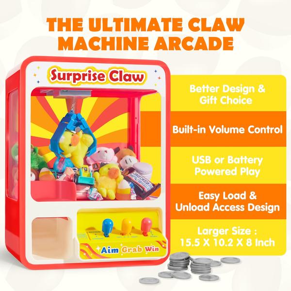 Imagem de Brinquedo de arcade Claw Machine JOYIN com luz e som LED para crianças a partir de 3 anos