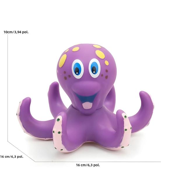 Imagem de Brinquedo de Banho de Polvo Roxo com 3 Argolas - Brinquedo Interativo para Crianças