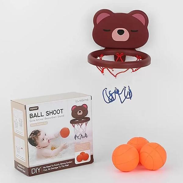 Imagem de Brinquedo de Banho Infantil Basquetebol Urso com Ventosa Shiny Toys com 3 Bolinhas