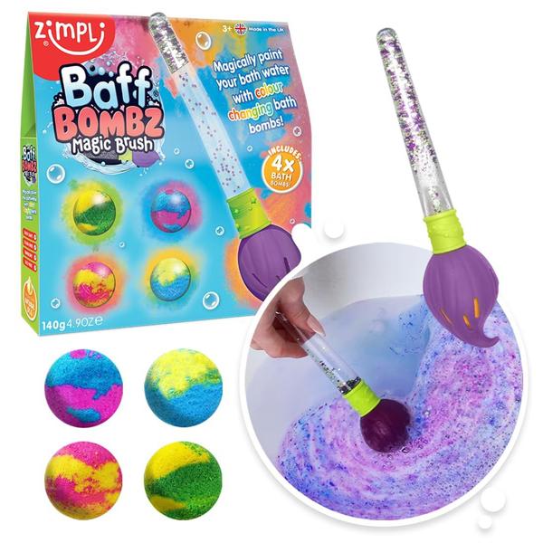 Imagem de Brinquedo de banho Zimpli Kids Baff Bombz Magic Brush com 4 bombas de banho