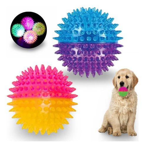 Imagem de Brinquedo De Cachorro Cães Bola Espinho Bolinha Duas Cores com Led Grande  - 7,5cm