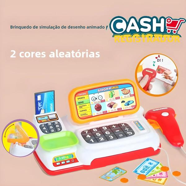 Imagem de Brinquedo De Caixa Registradora De Supermercado De Desenho Animado De Simulação Infantil Com