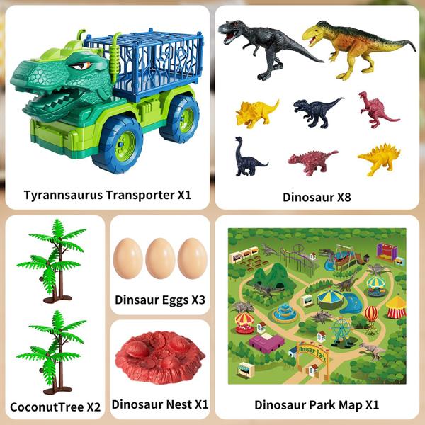 Imagem de Brinquedo de caminhão de dinossauro JUKUDAHU Tyrannosaurus Transport 3-7 anos