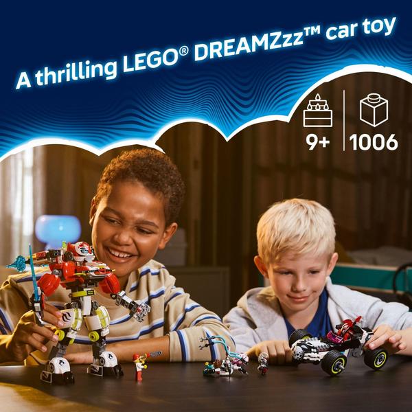 Imagem de Brinquedo de construção LEGO DreamZzz Cooper's Tiger Mech e Zero's Hot Rod Car