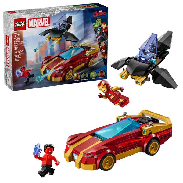 Imagem de Brinquedo de construção LEGO Marvel Iron Man Car & Black Panther vs. Red Hulk 76310