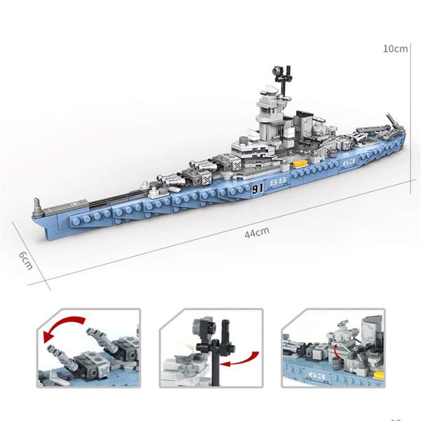 Imagem de Brinquedo de construção MEOA Military Army 8 em 1 USS Missouri com 1028p