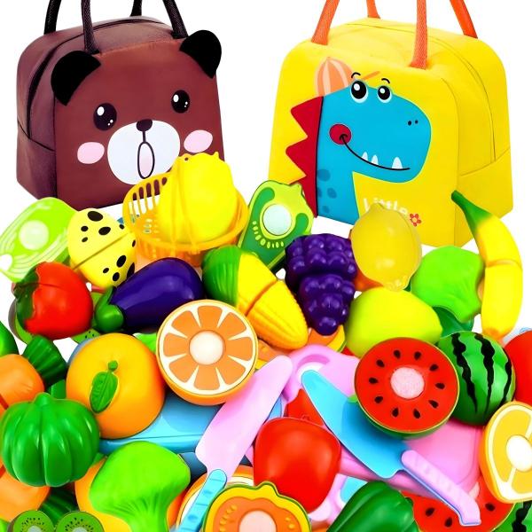 Imagem de Brinquedo De Cortar Cozinha Verduras Frutas Velcr Bolsa