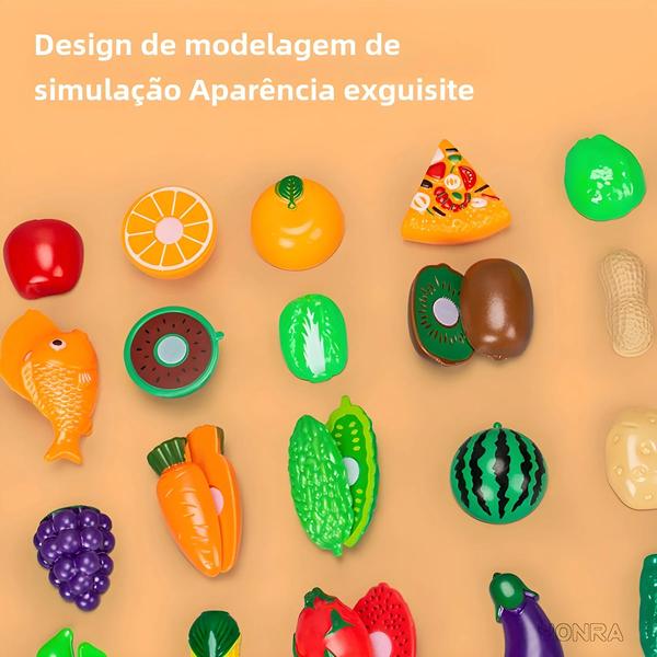 Imagem de Brinquedo de Cozinha Infantil para Faz de Conta - Cortar Frutas e Legumes