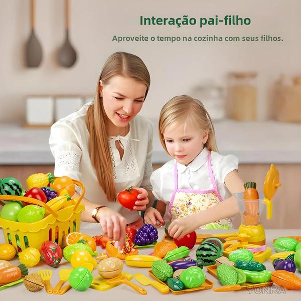 Imagem de Brinquedo de Cozinha Infantil para Faz de Conta - Cortar Frutas e Legumes