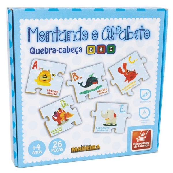 Imagem de Brinquedo De Crianca Educ Madeira Montando O Alfabeto 26pcs