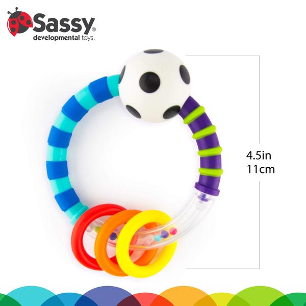 Imagem de Brinquedo de desenvolvimento para bebês Sassy Ring Rattle High Contrast