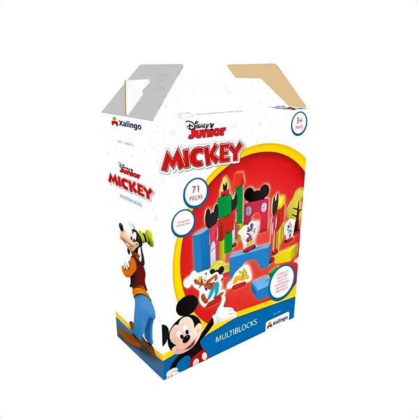 Imagem de Brinquedo De Encaixe 71 Peças Infantil Em Madeira MDF +3 Anos Mickey Educativo Criatividade Imaginação Xalingo - 19665