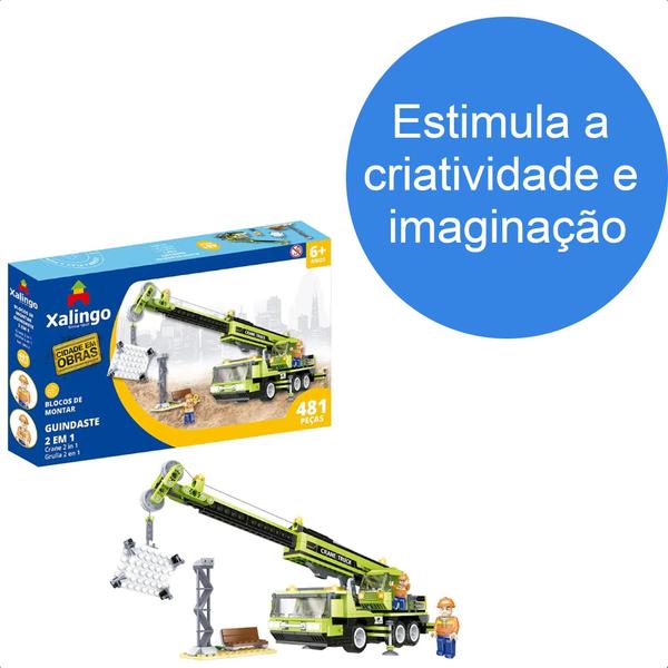 Imagem de Brinquedo De Encaixe Cidade Em Obras Guindaste 2 EM 1 481 Peças +De 6 Anos Xalingo - 28232