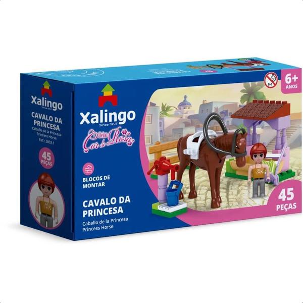 Imagem de Brinquedo De Encaixe Mundo Encantado Cavalo Da Princesa 45 Peças Fácil Encaixe A partir de 6 Anos Xalingo - 28021