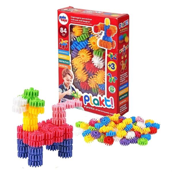 Imagem de Brinquedo de Encaixe Plakt Montar Engrenagens Educativo Criativo 84 Pcs