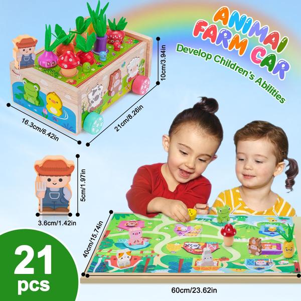 Imagem de Brinquedo de fazenda de madeira Montessori NEYLEO para 1-3 anos com mapa do jogo