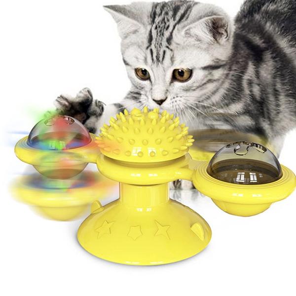 Imagem de Brinquedo de Gato Moinho de Vento LED - Interativo Giratório com Quebra-Cabeça