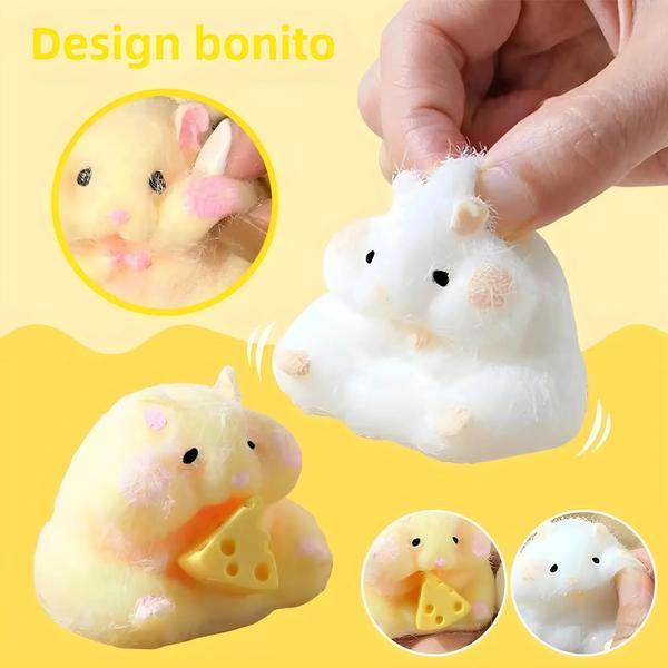 Imagem de Brinquedo de Hamster Mole e Fofo com Queijo - Decoração de Mesa Engraçada