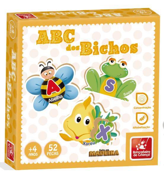 Imagem de Brinquedo De Madeira Alfabeto Animais Abc Bichos 52 Peças - Brincadeira de Criança