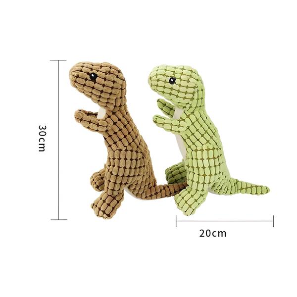 Imagem de Brinquedo de Mastigar para Cães em Forma de Dinossauro - Pelúcia Macia de Milho