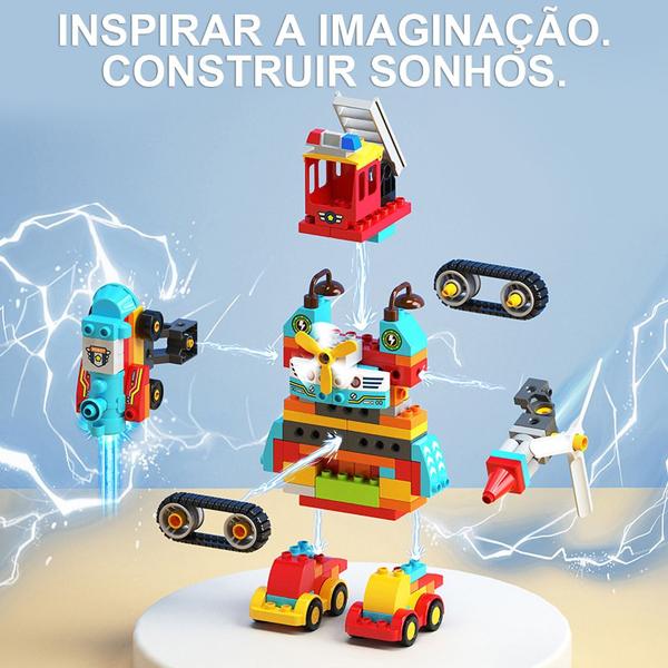 Imagem de Brinquedo de Montar Bloco Educativo Infantil de Construção Transformação Robô STEAM 158 Peças Brastoy