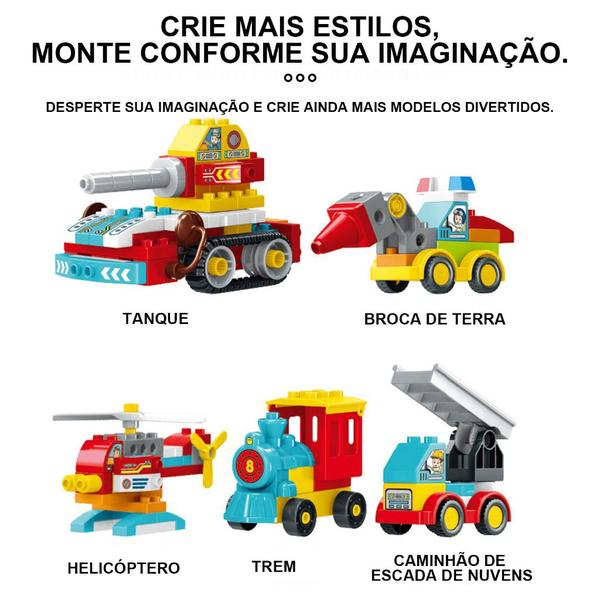 Imagem de Brinquedo de Montar Bloco Educativo Infantil de Construção Transformação Robô STEAM 158 Peças Brastoy 