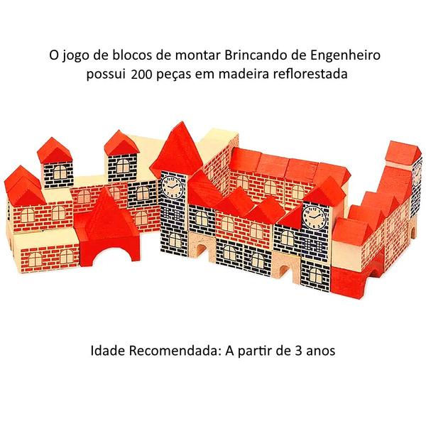 Imagem de Brinquedo de Montar Casa Castelo Blocos Brincando de Engenheiro 200pçs Xalingo