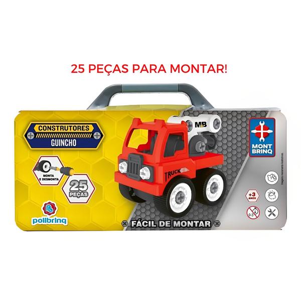 Imagem de Brinquedo de Montar Construtores (Guicho) Vermelho 25 Peças Polibrinq - BM024