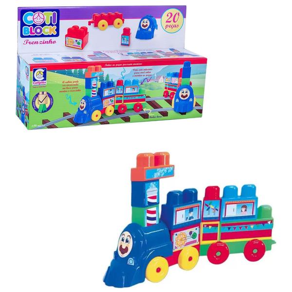 Imagem de Brinquedo de Montar Cotti Block Trenzinho 21,5 cm de Altura e 20 Peças co para Colar Cotiplas - 2353