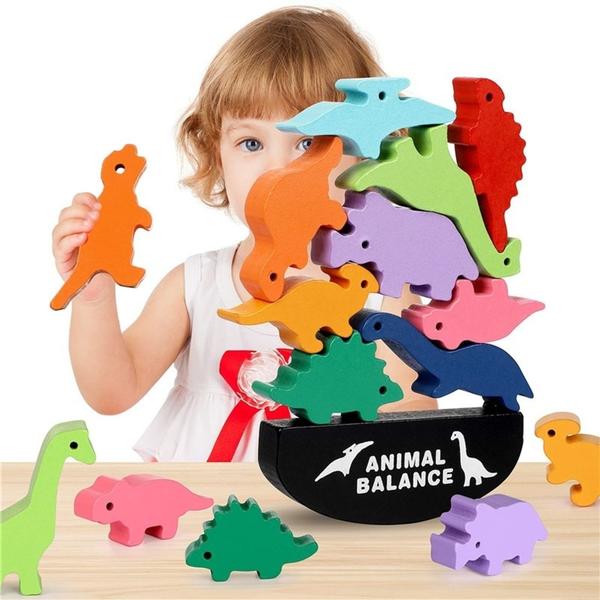 Imagem de Brinquedo de montar, encaixe, equilíbrio, blocos, animais animados, educação, dinossauros, criativo