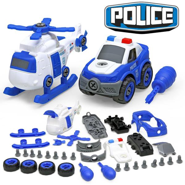 Imagem de Brinquedo de Montar Kit Carro de Polícia com Helicóptero