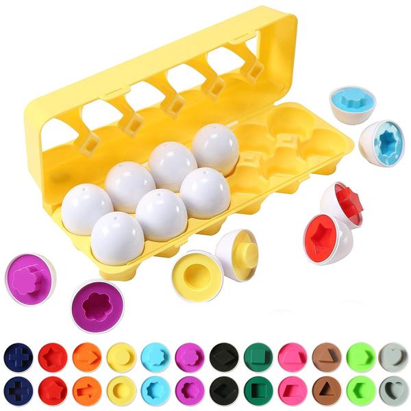 Imagem de Brinquedo de ovo divertido dimple - Brinquedos de Ovos de Páscoa STEM Infantil - Brinquedos de Reconhecimento de Forma para Crianças - Brinquedos de Classificação de Cores Educacionais - Brinquedos de Aprendizagem Montessori para Menino e Menina - Pla