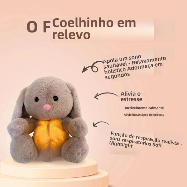 Imagem de Brinquedo de Pelúcia Coelho Respiratório para Bebê - Com Música Relaxante