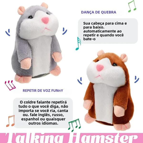 Imagem de Brinquedo de Pelúcia Hamster Falante - Imitação de Voz para Acalmar Bebês